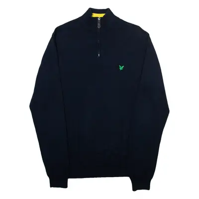 LYLE & SCOTT Mens Jumper Blue 1/4 Zip Tight Knit M
