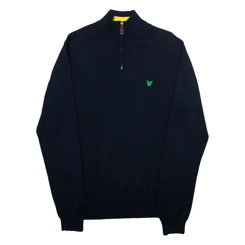 LYLE & SCOTT Mens Jumper Blue 1/4 Zip Tight Knit M