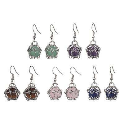 Natural Mixed Gemstone Dangle Earrings