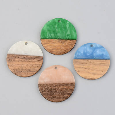 Opaque Resin & Walnut Wood Pendants