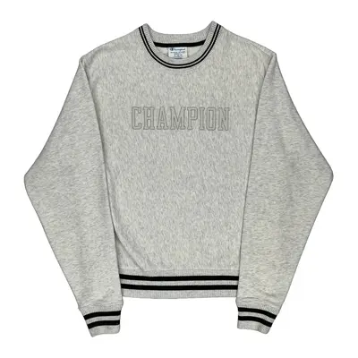Reverse Weave Champion Spellout Sweatshirt - Small Grey Cotton Blend