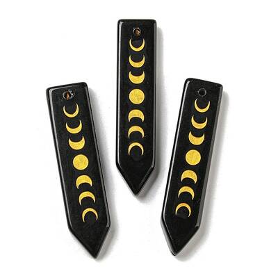 Natural Obsidian Moon Phase Pendants