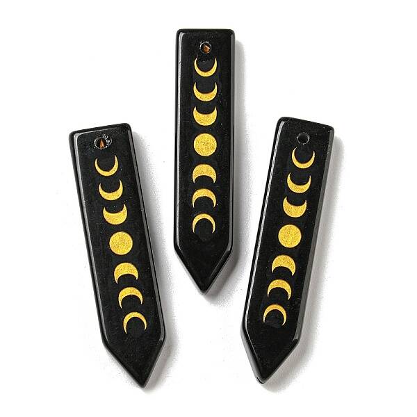 Natural Obsidian Moon Phase Pendants