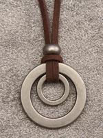 Vintage Double Ring Charm Necklaces, Fashion Jewelry for Party, Daily Clothing Decor, Trendy All-match & Exquisite Jewelry Ac...
