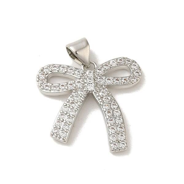 Rack Plating Brass Micro Pave Clear Cubic Zirconia Pendants