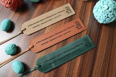 Leather Bookmark with School Logo , Real Leather, Same Day Shipping, Free Shipping US