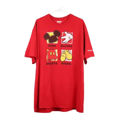 Mickey Mouse Mickey Inc Cartoon T-Shirt - XL Red Cotton