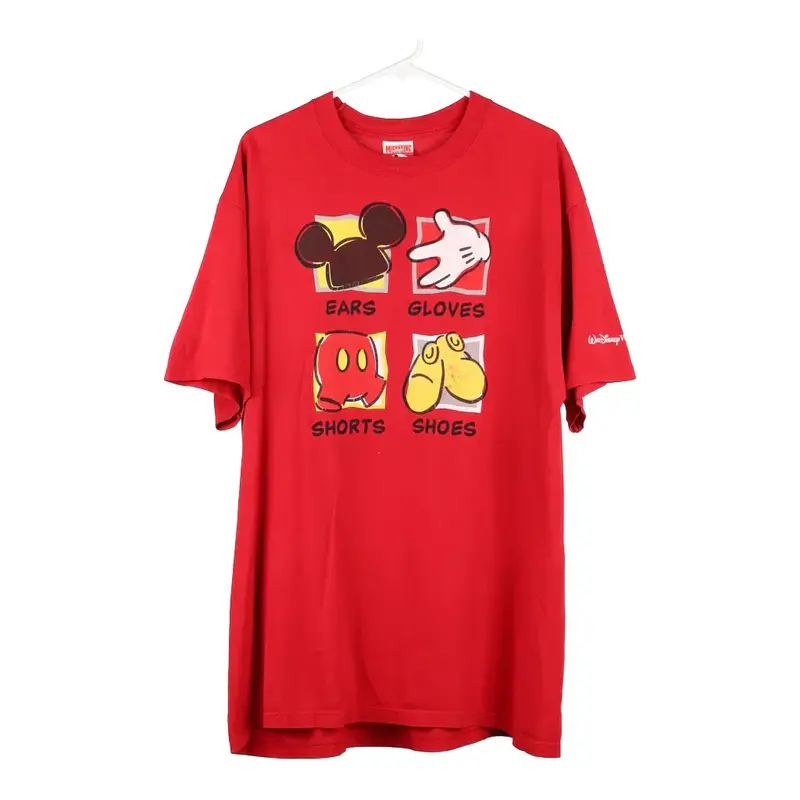 Mickey Mouse Mickey Inc Cartoon T-Shirt - XL Red Cotton