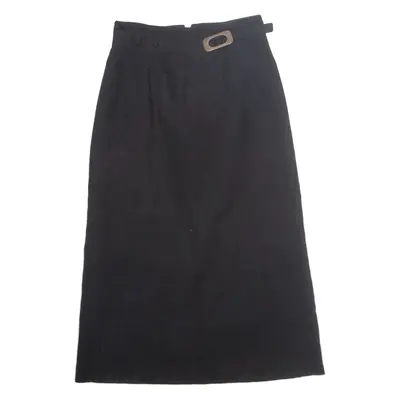 YESSICA Belted Womens A-Line Skirt Black Long UK 12