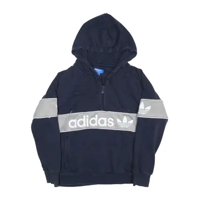 ADIDAS 1/2 Zip Hoodie Blue Pullover Womens UK 8