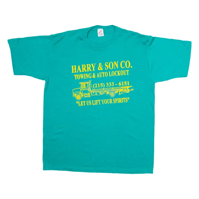 JERZEES Harry & Son CO Towing & Auto Lockout Mens T-Shirt Green XL