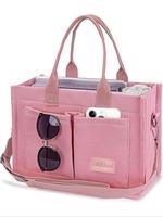 Women's Elegant Solid Color Tote Bag, Fashionable Large Capacity Multi-pocket Canvas Trendy Shoulder Bag, Lightweight Casual ...