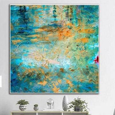 Oversized Oil Painting Blue Painting Abstract Painting On Canvas Abstract Texture Wall Art Modern Painting | AUTUMN POND