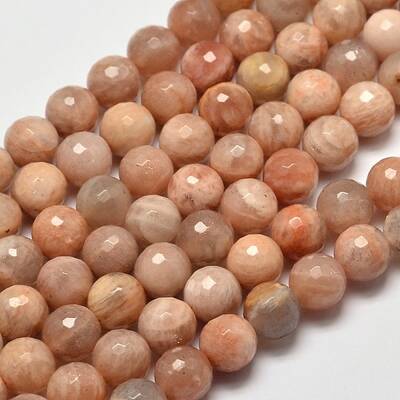 Faceted Round Natural Sunstone Beads Strands
