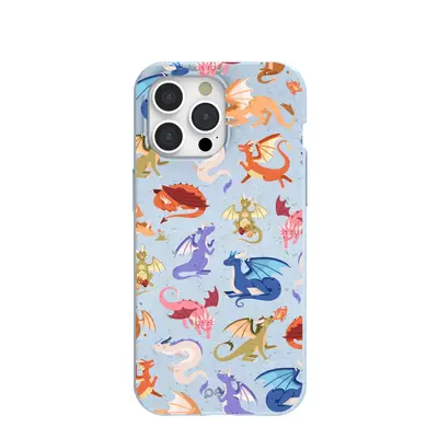 Powder Blue Dragon Cuties iPhone 15 Pro Max Case