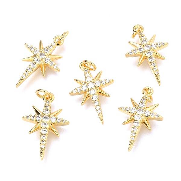 Brass Micro Pave Clear Cubic Zirconia Pendants