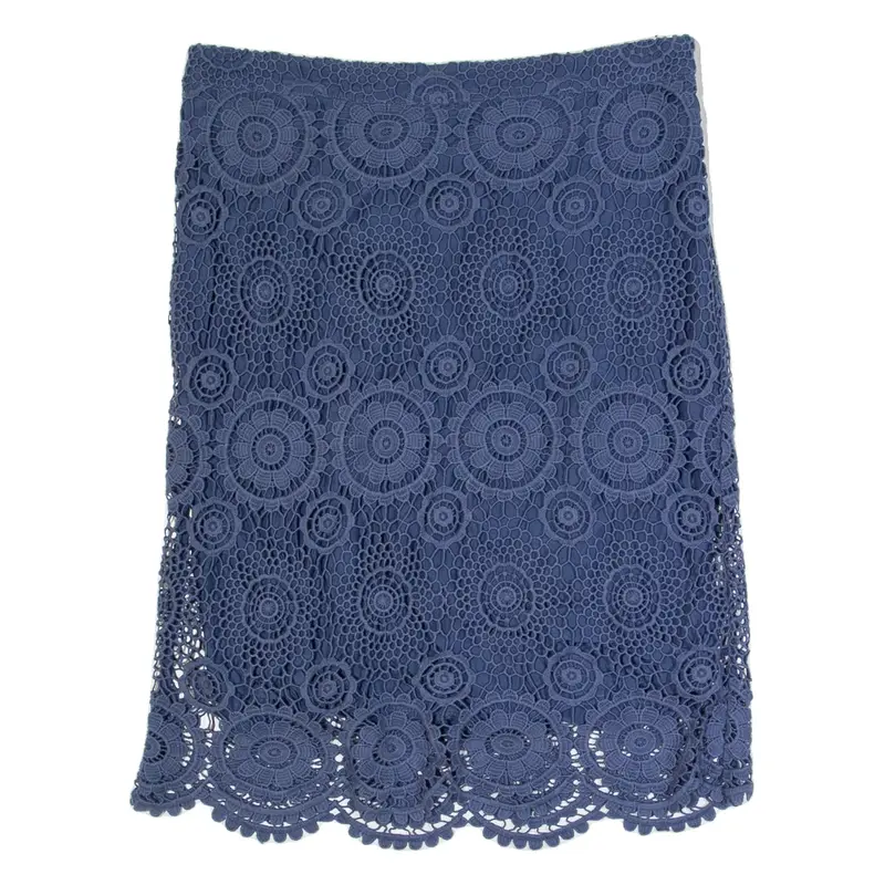 WHITE STUFF Womens Straight Skirt Blue Knee Length Lace UK 10