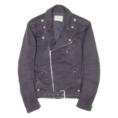 PIERRE BALMAIN Mens Biker Jacket Blue XS