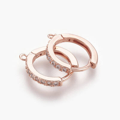 Brass Micro Pave Cubic Zirconia Huggie Hoop Earring Findings