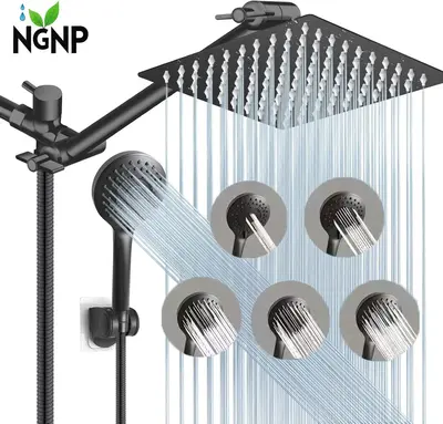 NGNP European Boost High Pressure Rainfall Shower Head Combo with 8\