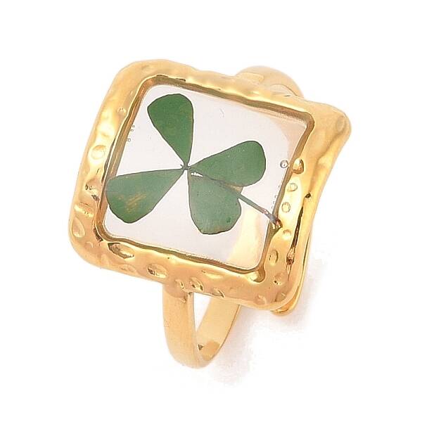 Square Ion Plating(IP) 304 Stainless Steel Open Cuff Rings for Women
