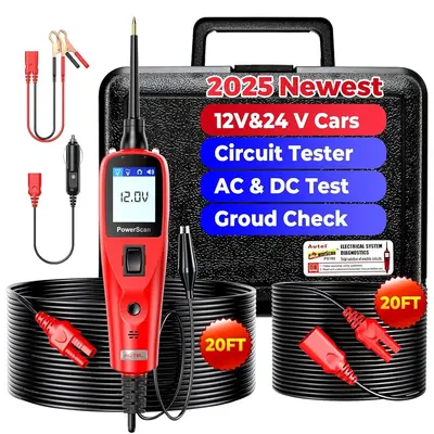 Autel PowerScan PS100 Circuit Tester 12V 24V Automotive Power Circuit Probe Kit Read AC DC Voltage Resistance PS100, for Freq...