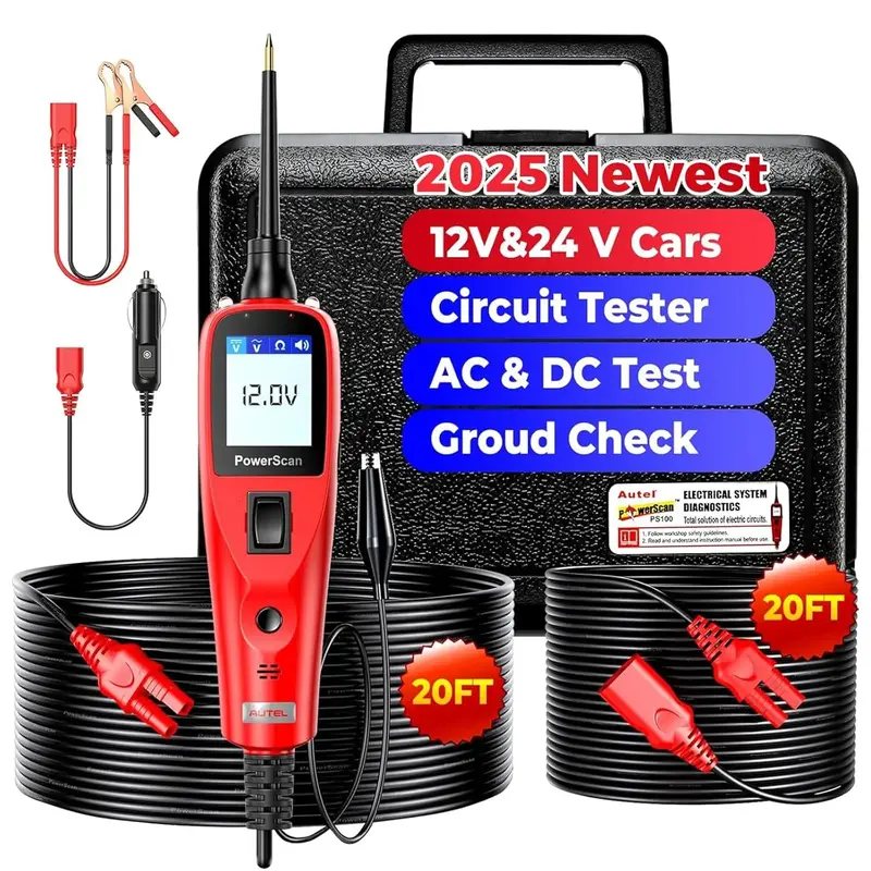 Autel PowerScan PS100 Circuit Tester 12V 24V Automotive Power Circuit Probe Kit Read AC DC Voltage Resistance PS100, for Freq...