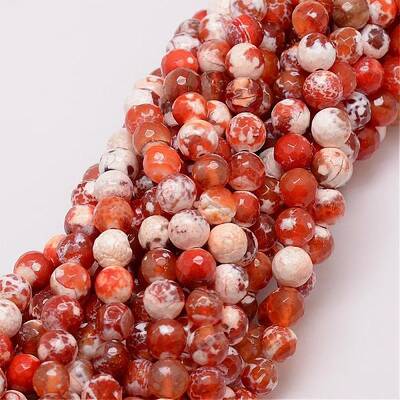 Natural Fire Crackle Agate Bead Strands