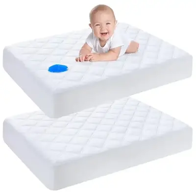Yoofoss Waterproof Crib Mattress Protector 2 Pack, Quilted Crib Mattress Pad Cover Ultra Soft and Breathable, Machine Washabl...