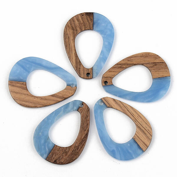 Opaque Resin & Walnut Wood Pendants
