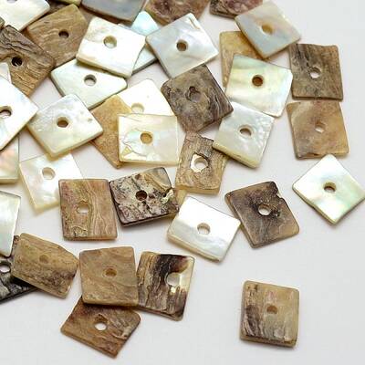Square Natural Akoya Shell Beads