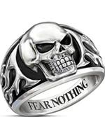 Men's Street Trend Creative Skull Design Ring, Punk Style Letter Design Ring, Fashionable Jewelry for Men As Gift