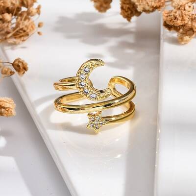 Rack Plating Brass Micro Pave Clear Cubic Zirconia Cuff Finger Rings for Women