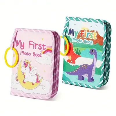 Baby's My First Photo Book with Safety Mirror, 1 Count Soft Cloth Baby Photo Books, Personalized 1st Birthday Gift for Newbor...