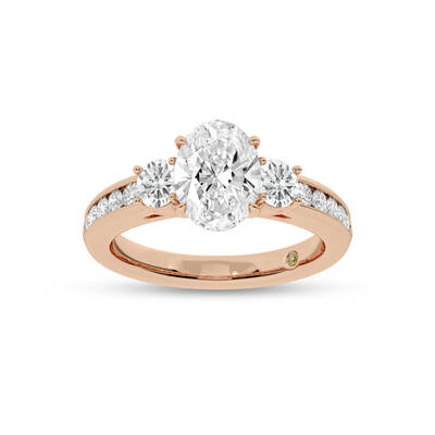 Aura Channel Set Half Coverage Three Stone Oval Lab Grown Diamond Engagement Ring | 14K Rose Gold 4 1/2 CT. TW.