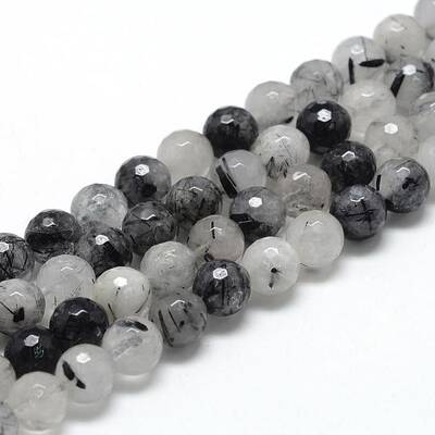 Natural Black Rutilated Quartz Beads Strands