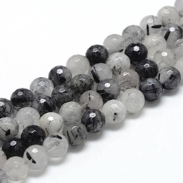 Natural Black Rutilated Quartz Beads Strands
