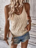 Women's Plain Textured Sweater Vest, Casual Fitted Boho Spaghetti Strap Sleeveless Knitwear Top for Summer, Going Out Tops, L...
