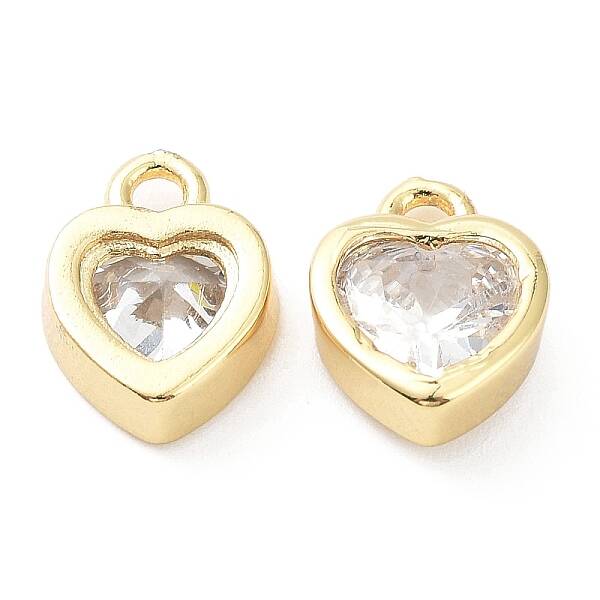 Rack Plating Brass Micro Pave Cubic Zirconia Charms