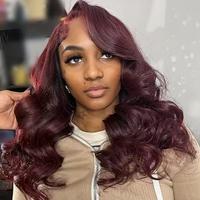 99J Bob Wig Human Hair 13x4 Frontal Lace Wig Body Wave HD Transparent Lace Front Wigs Human Hair Pre Plucked 180% Density Hum...