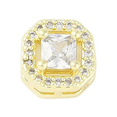 Brass Pave Clear Cubic Zirconia Slide Charms