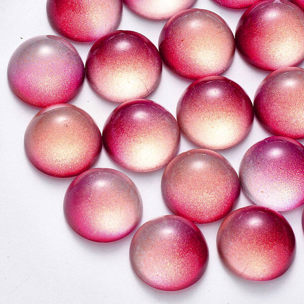 Transparent Spray Painted Glass Cabochons