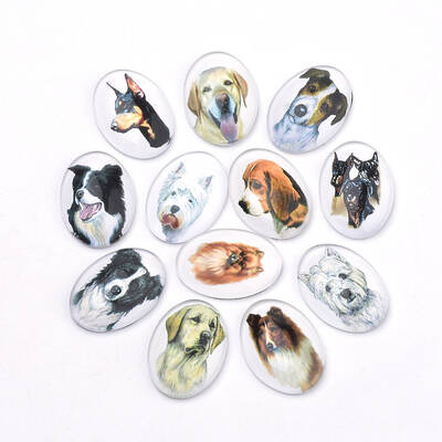 Puppy Photo Flatback Glass Cabochons