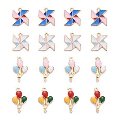 40Pcs 4 Style Alloy Enamel Pendants