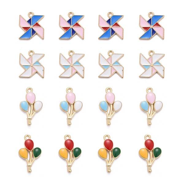 40Pcs 4 Style Alloy Enamel Pendants