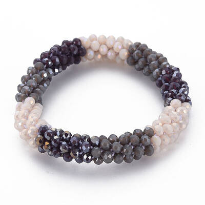 Crochet Glass Beads Braided Stretch Bracelet