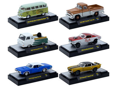 Auto-Thentics 6 piece Set Release 105 IN DISPLAY CASES Limited Edition 1/64 Diecast Model Cars by M2 Machines