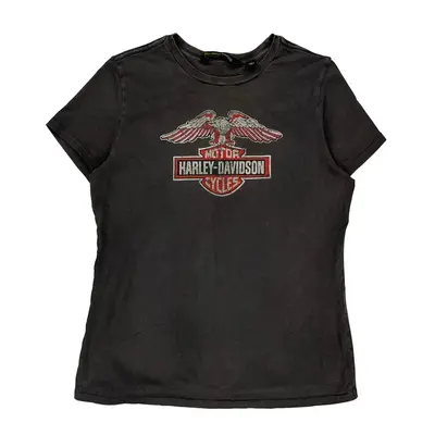 Harley Davidson Graphic T-Shirt - Medium Black Cotton