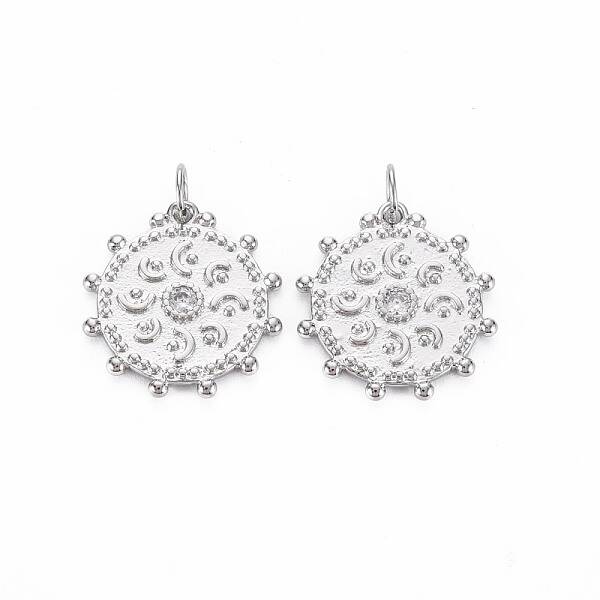 Brass Micro Pave Clear Cubic Zirconia Pendants