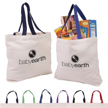 75 Customized Cotton Canvas Tote Bag with Color Accents - 8oz ...